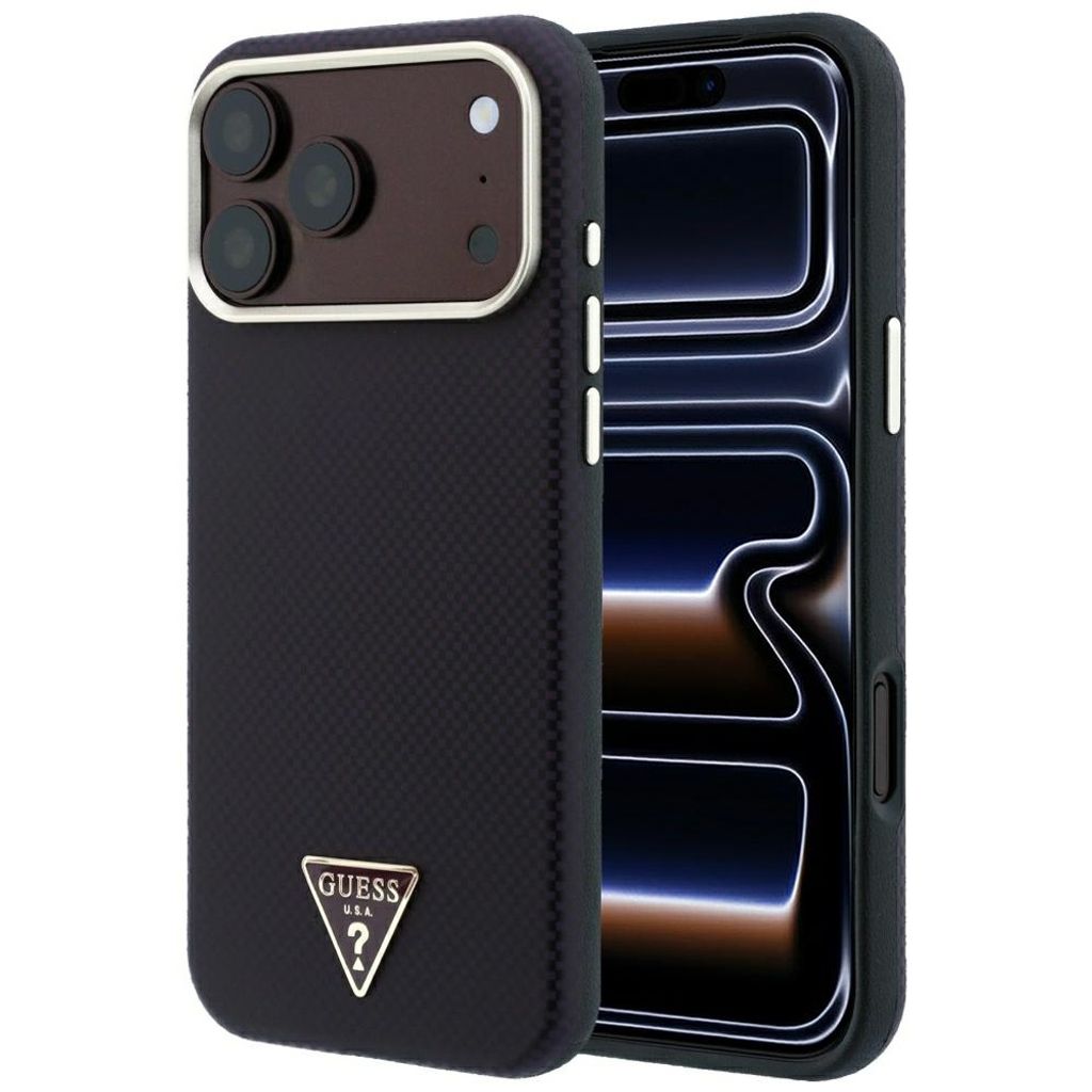 Guess Kevlar Triangle Logo MagSafe -kuori iPhone 17 Pro Max/18 Pro Max:lle - Burgundi