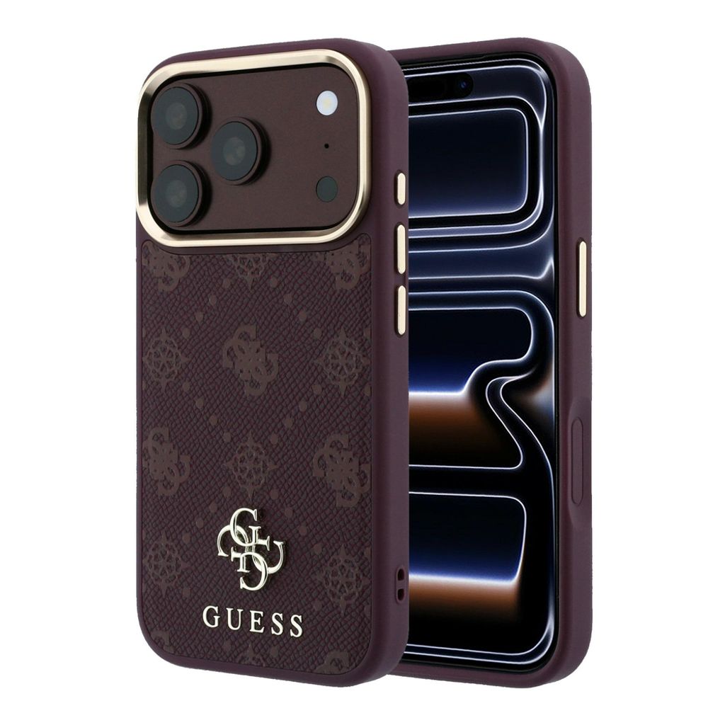 Guess Peony 4G Small Logo MagSafe -kuori iPhone 17 Pro/18 Pro:lle - Burgundi