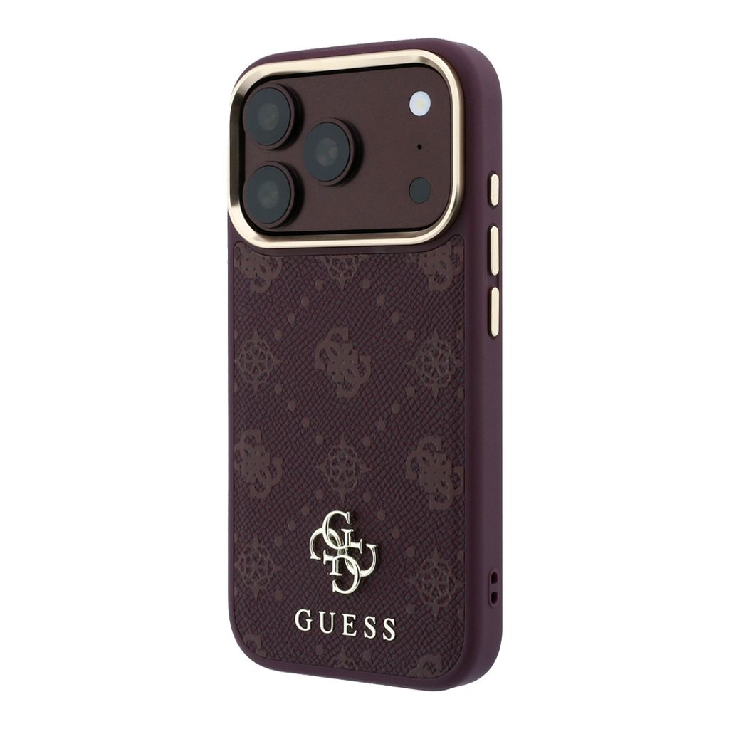 Guess Peony 4G Small Logo MagSafe -kuori iPhone 17 Pro/18 Pro:lle - Burgundi
