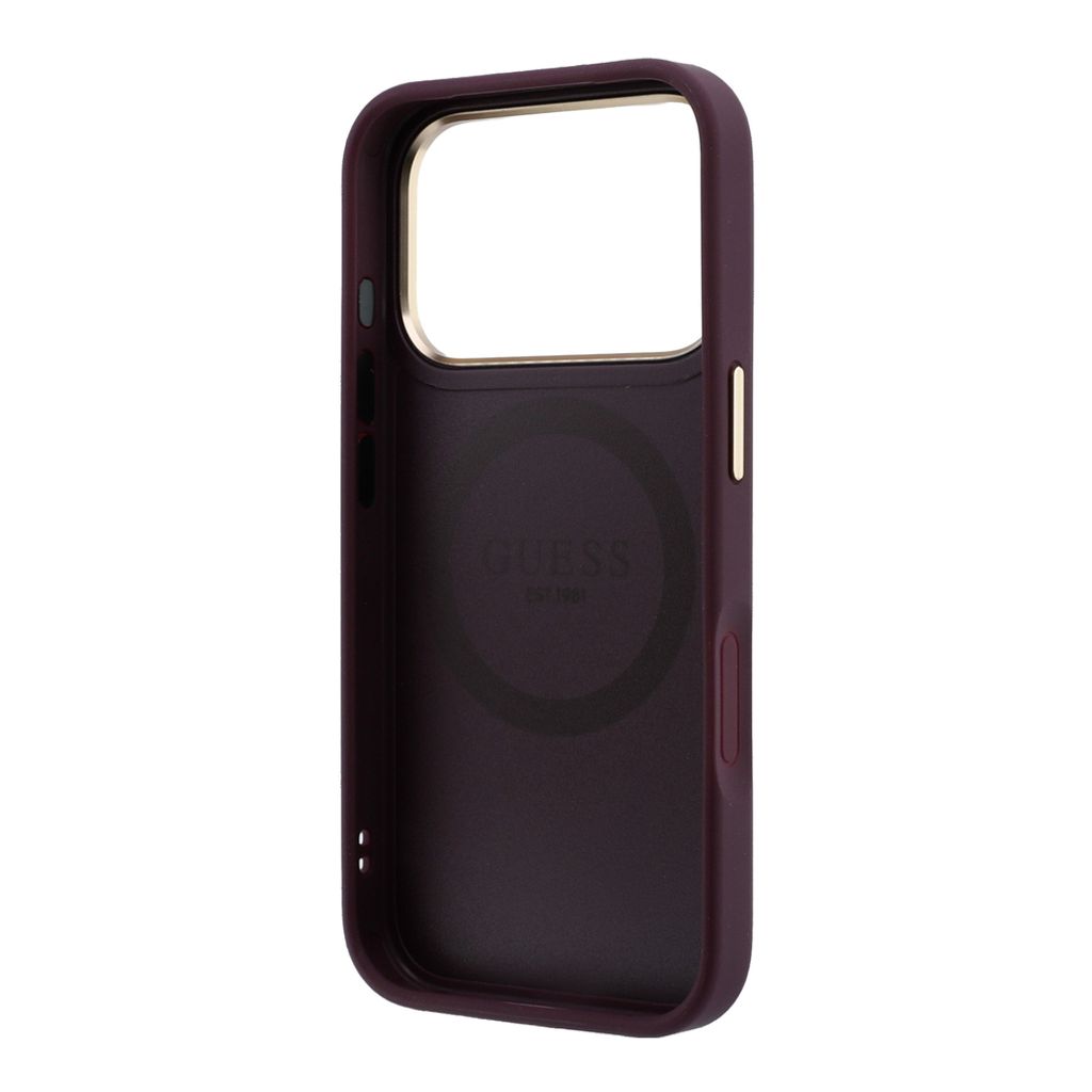 Guess Peony 4G Small Logo MagSafe -kuori iPhone 17 Pro/18 Pro:lle - Burgundi