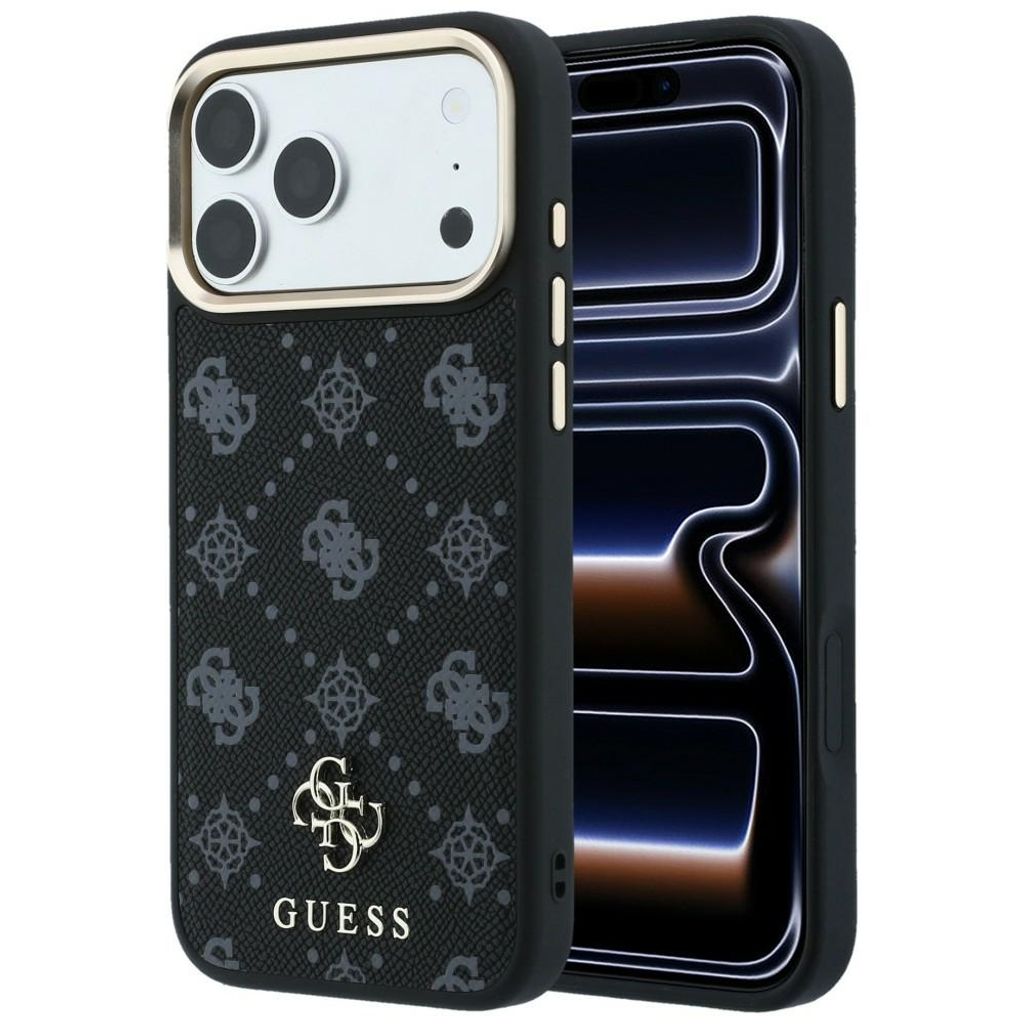 Guess Peony 4G Small Logo MagSafe -kuori iPhone 17 Pro/18 Pro:lle - Musta