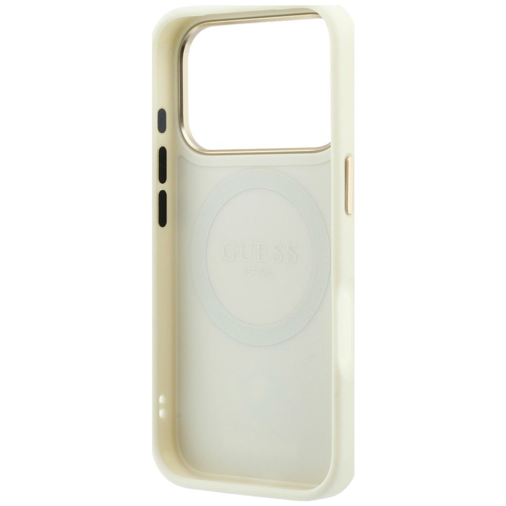 Guess Peony 4G Small Logo MagSafe -kuori iPhone 17 Pro Max/18 Pro Max:lle - Beige