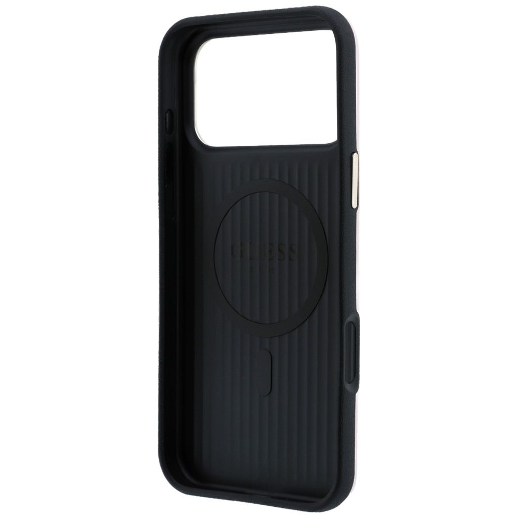 Guess Perforated 4G Gold Logo MagSafe -kuori iPhone 17 Pro/18 Pro:lle - Vaaleanpunainen