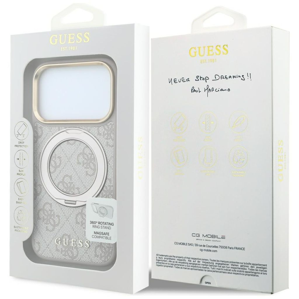 Guess 4G Classic Logo MagSafe -kuori  iPhone 17 Pro Max/18 Pro Max:lle - Vaaleanpunainen