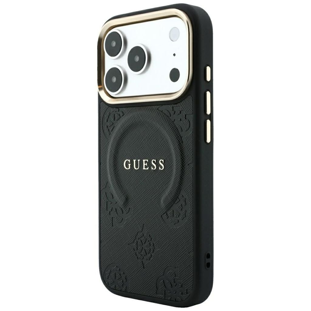 Guess Saffiano Peony MagSafe -kuori  iPhone 17 Pro/18 Pro:lle - Musta