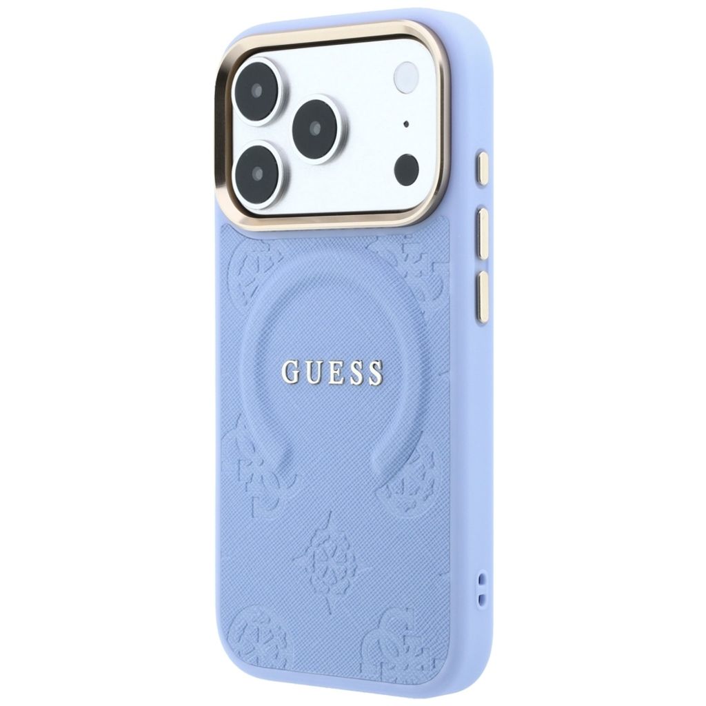 Guess Saffiano Peony MagSafe -kuori iPhone 17 Pro/18 Pro:lle - Vaaleansininen