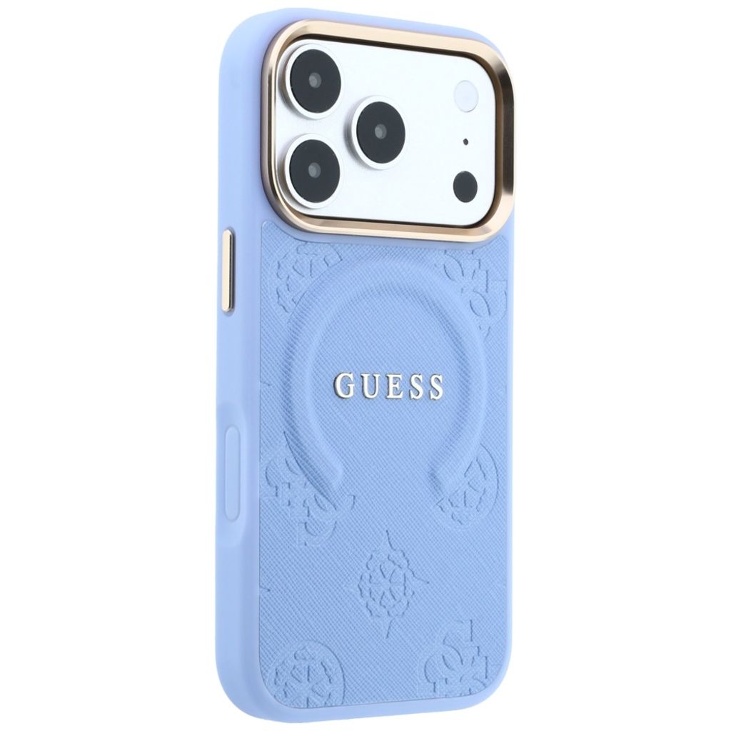 Guess Saffiano Peony MagSafe -kuori iPhone 17 Pro/18 Pro:lle - Vaaleansininen