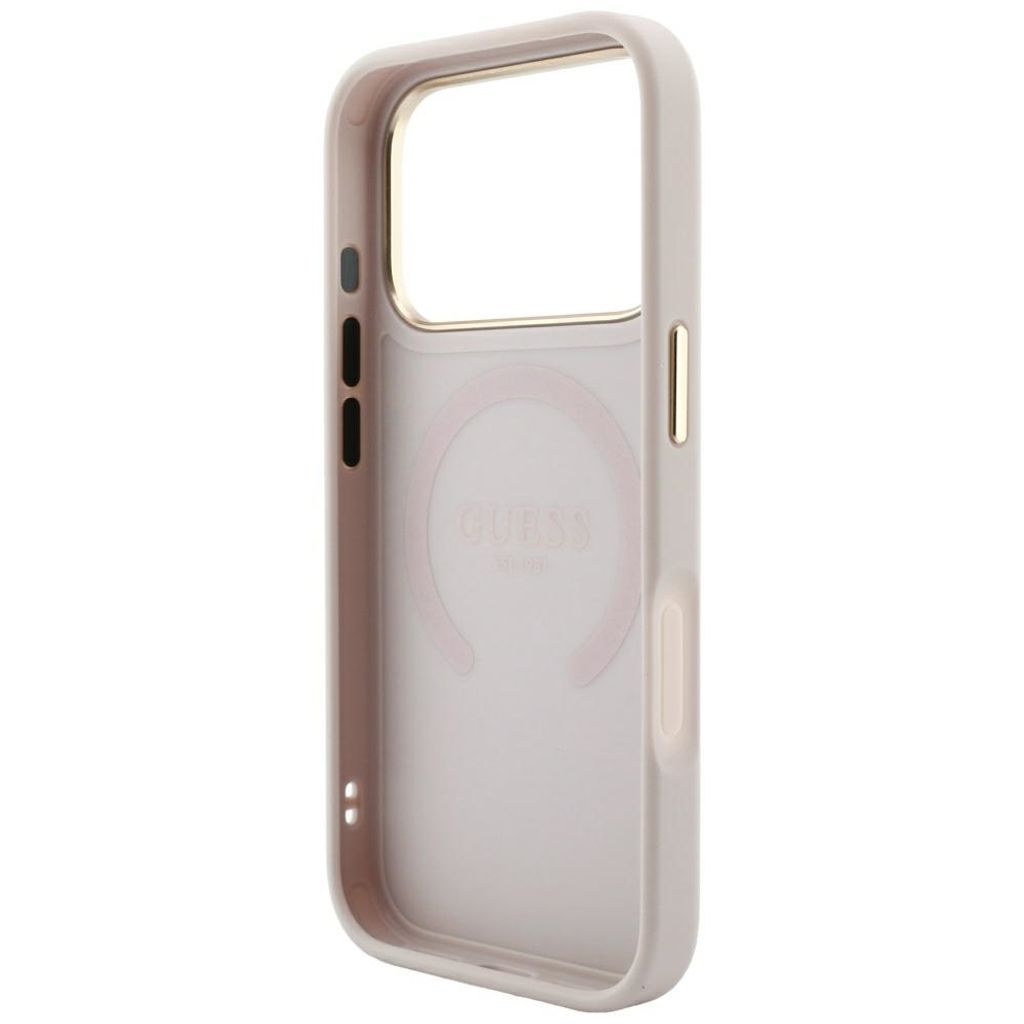 Guess Saffiano Peony MagSafe -kuori iPhone 17 Pro/18 Pro:lle - Vaaleanpunainen