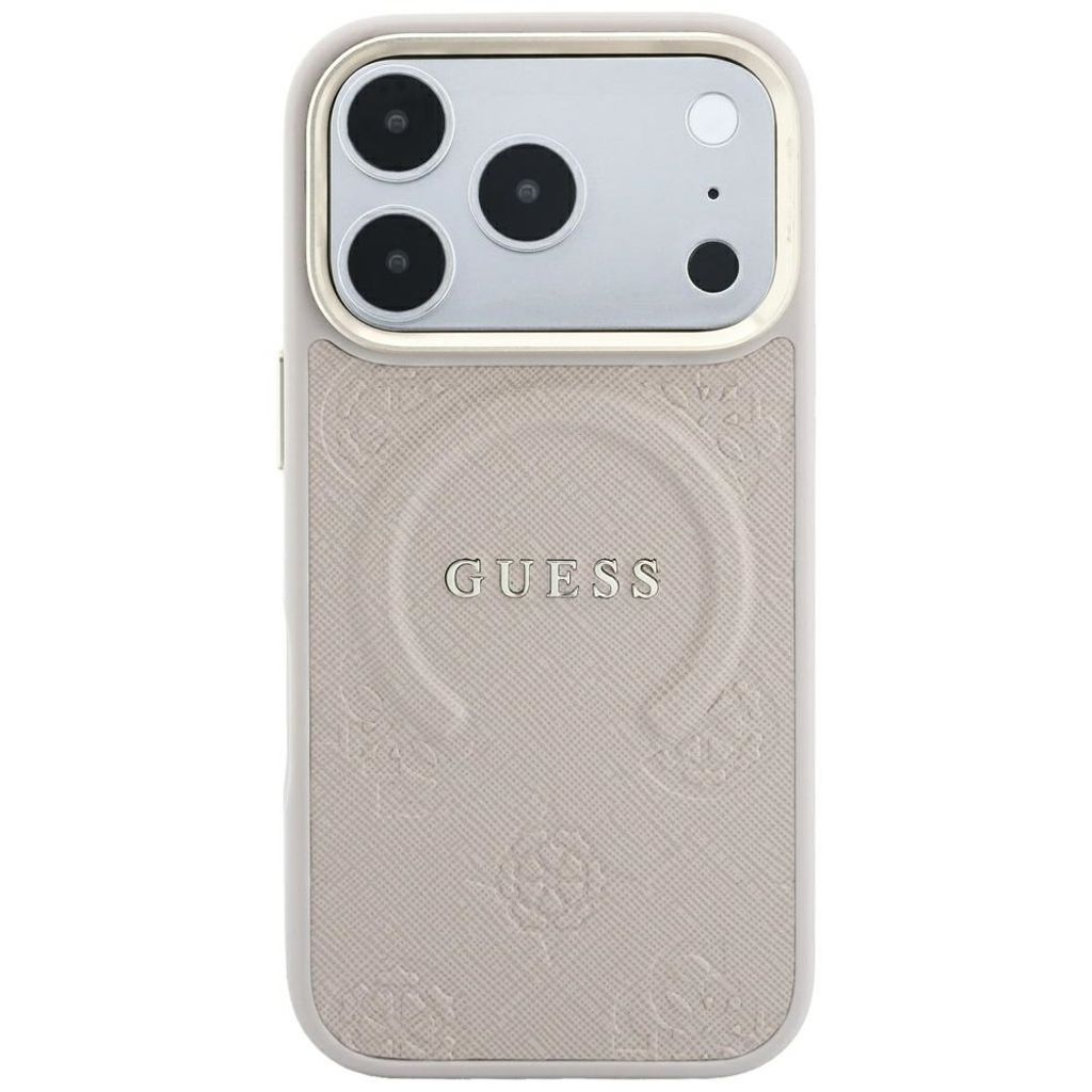 Guess Saffiano Peony MagSafe -kuori iPhone 17 Pro/18 Pro:lle - Vaaleanpunainen