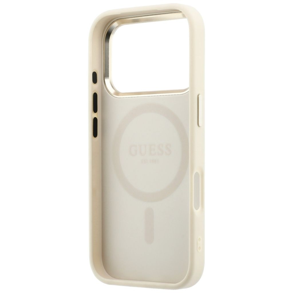 Guess Saffiano Small 4G Logo MagSafe -kuori iPhone 17 Pro Max/18 Pro Max:lle - Beige