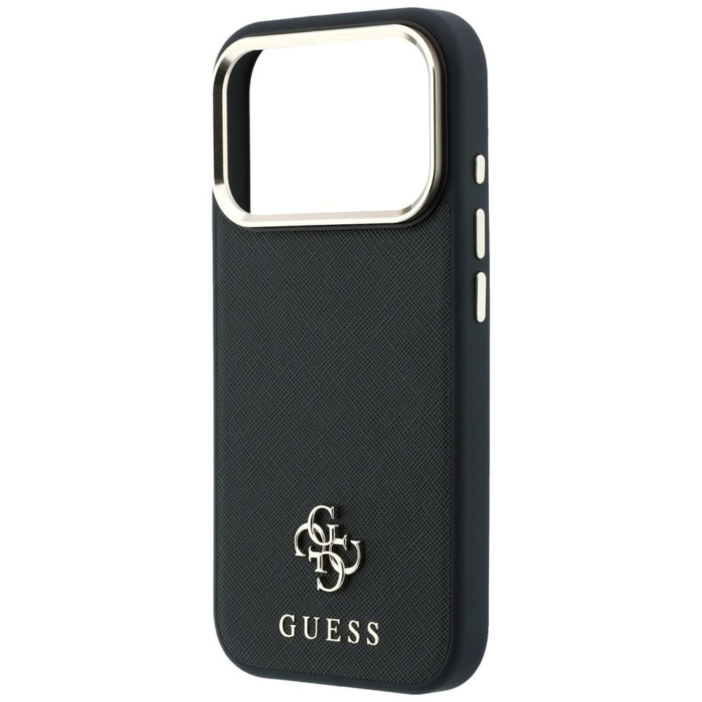 Guess Saffiano Small 4G Logo MagSafe -kuori  iPhone 17 Pro Max/18 Pro Max:lle - Musta