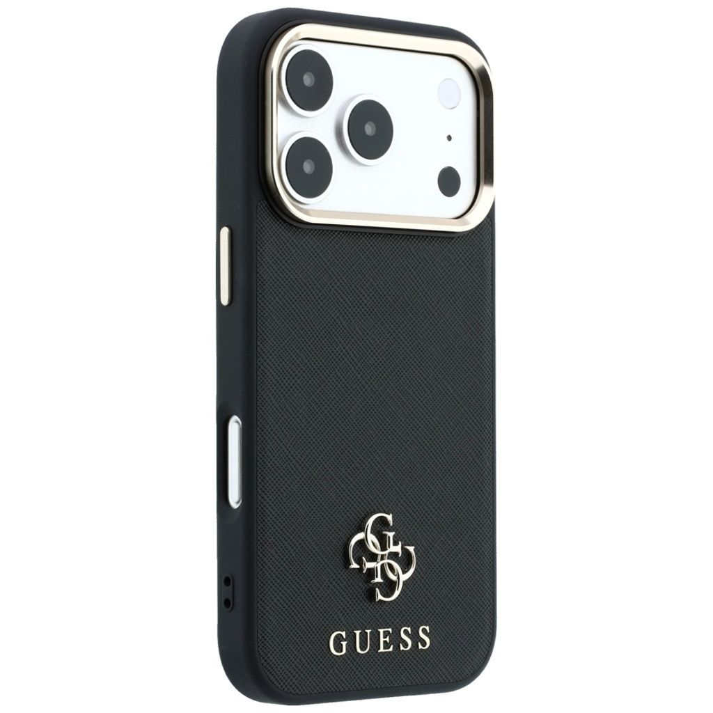 Guess Saffiano Small 4G Logo MagSafe -kuori  iPhone 17 Pro Max/18 Pro Max:lle - Musta