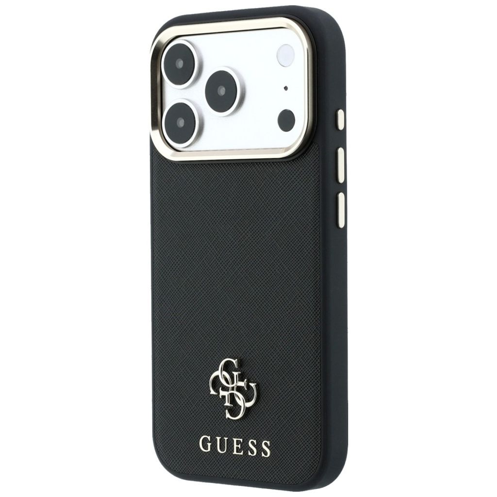 Guess Saffiano Small 4G Logo MagSafe -kuori  iPhone 17 Pro Max/18 Pro Max:lle - Musta