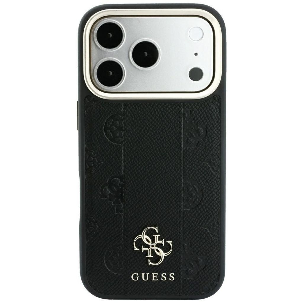 Guess Stripe Peony 4G Logo MagSafe -kuori iPhone 17 Pro/18 Pro:lle - Musta