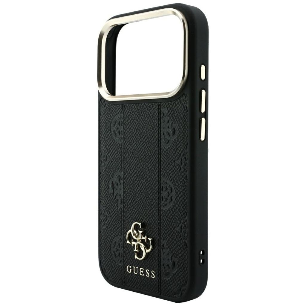 Guess Stripe Peony 4G Logo MagSafe -kuori iPhone 17 Pro/18 Pro:lle - Musta