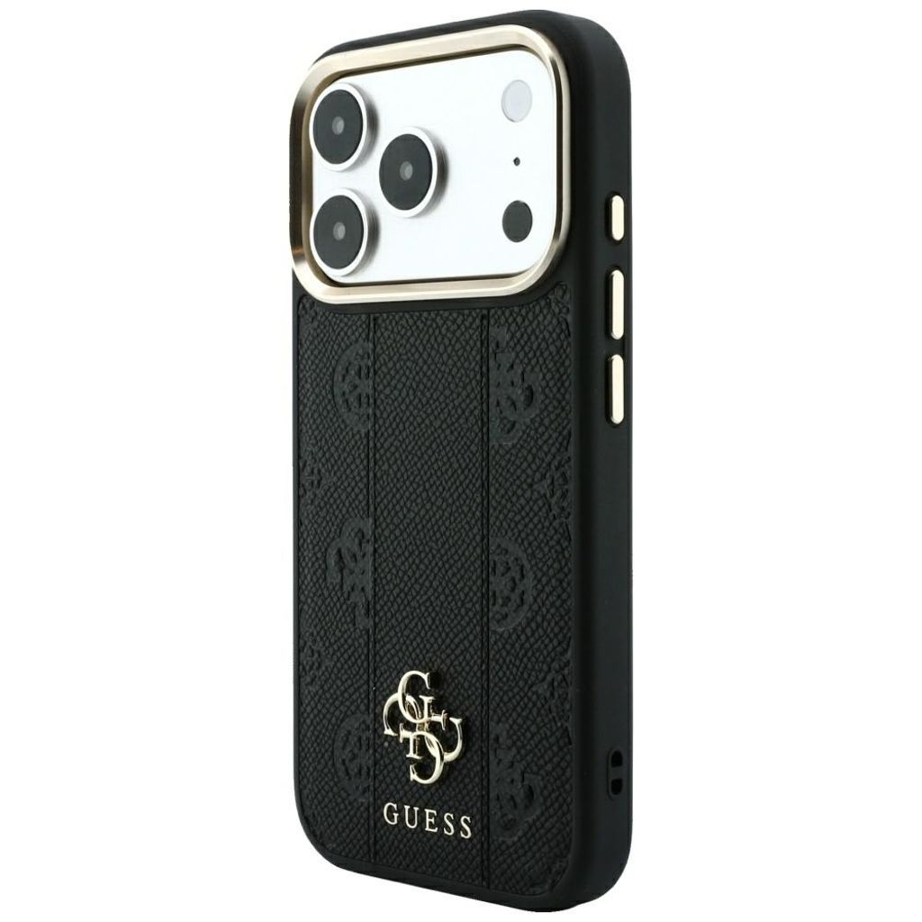 Guess Stripe Peony 4G Logo MagSafe -kuori iPhone 17 Pro/18 Pro:lle - Musta