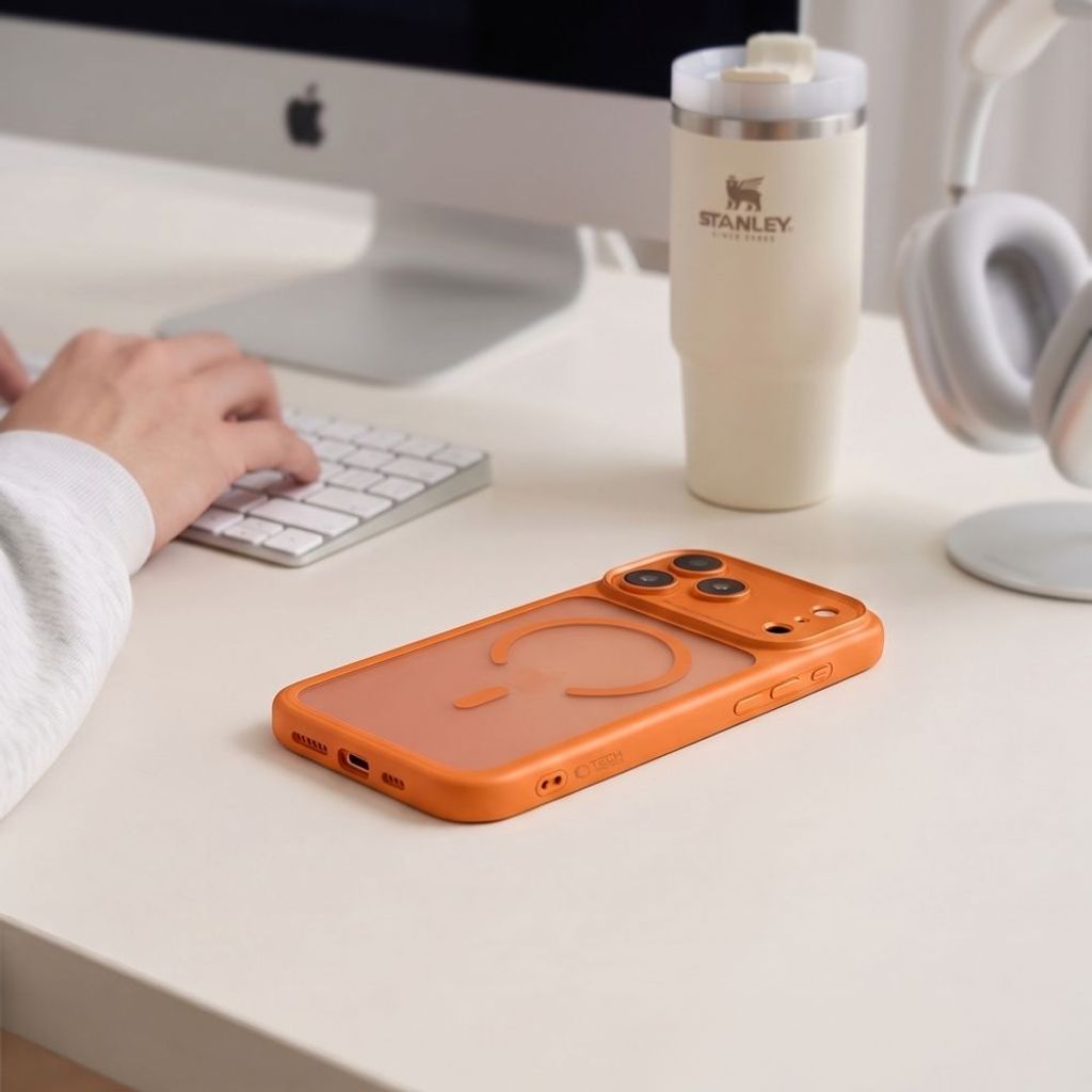 Tech-Protect MagPeak MagSafe CC -kuori till iPhone 18 Pro Max/17 Pro Max - Oranssi