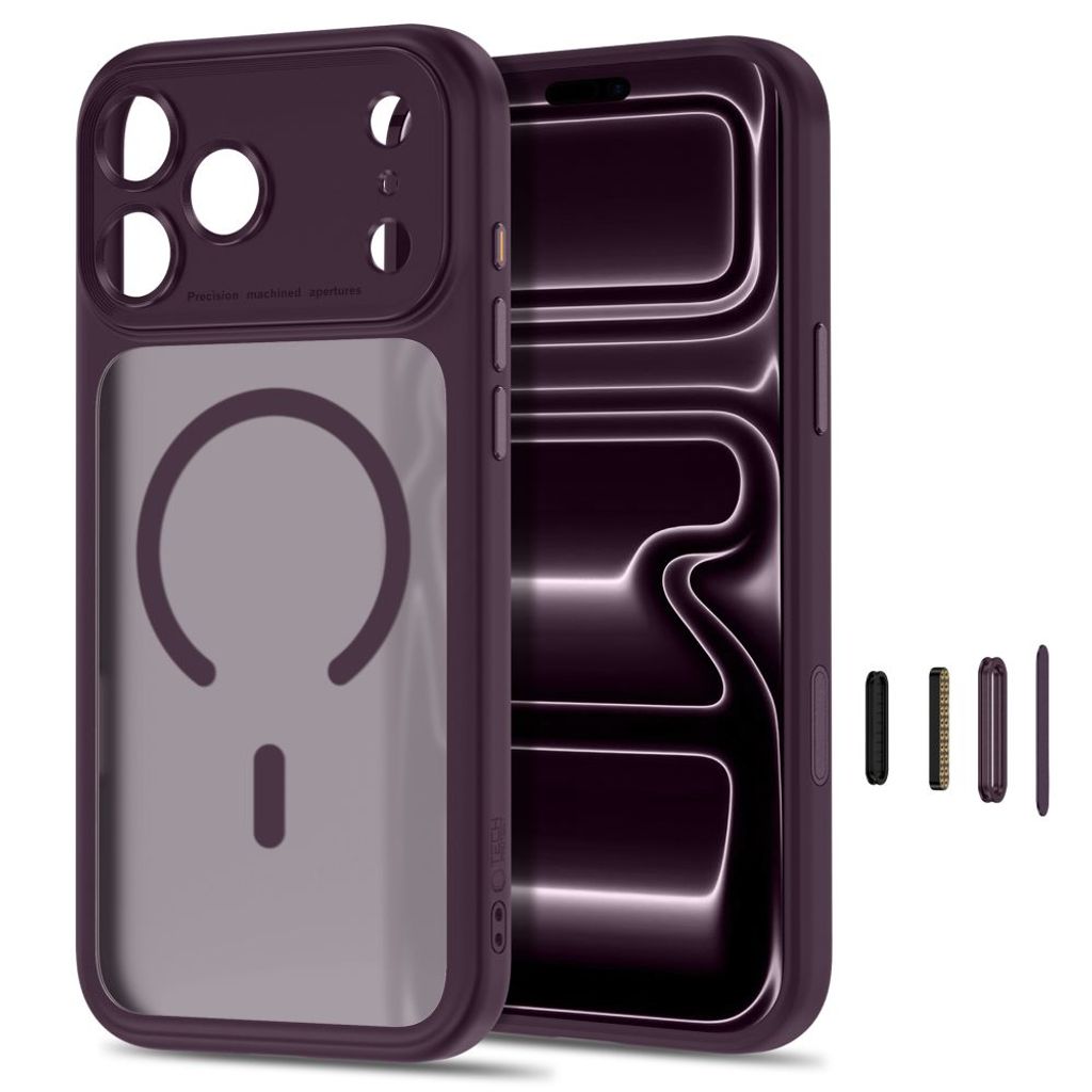 Tech-Protect MagPeak MagSafe CC -kuori iPhone 18 Pro Max/17 Pro Max - Dark Cherry
