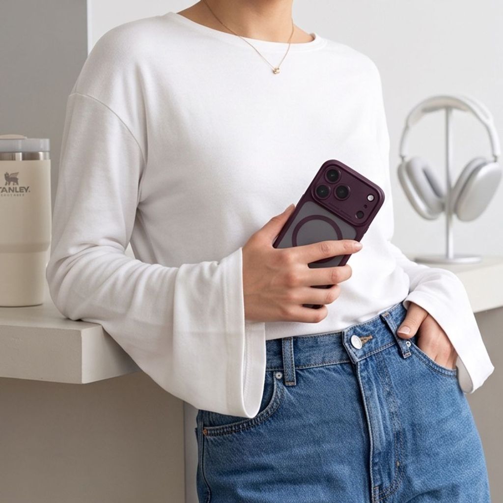 Tech-Protect MagPeak MagSafe CC -kuori iPhone 18 Pro Max/17 Pro Max - Dark Cherry