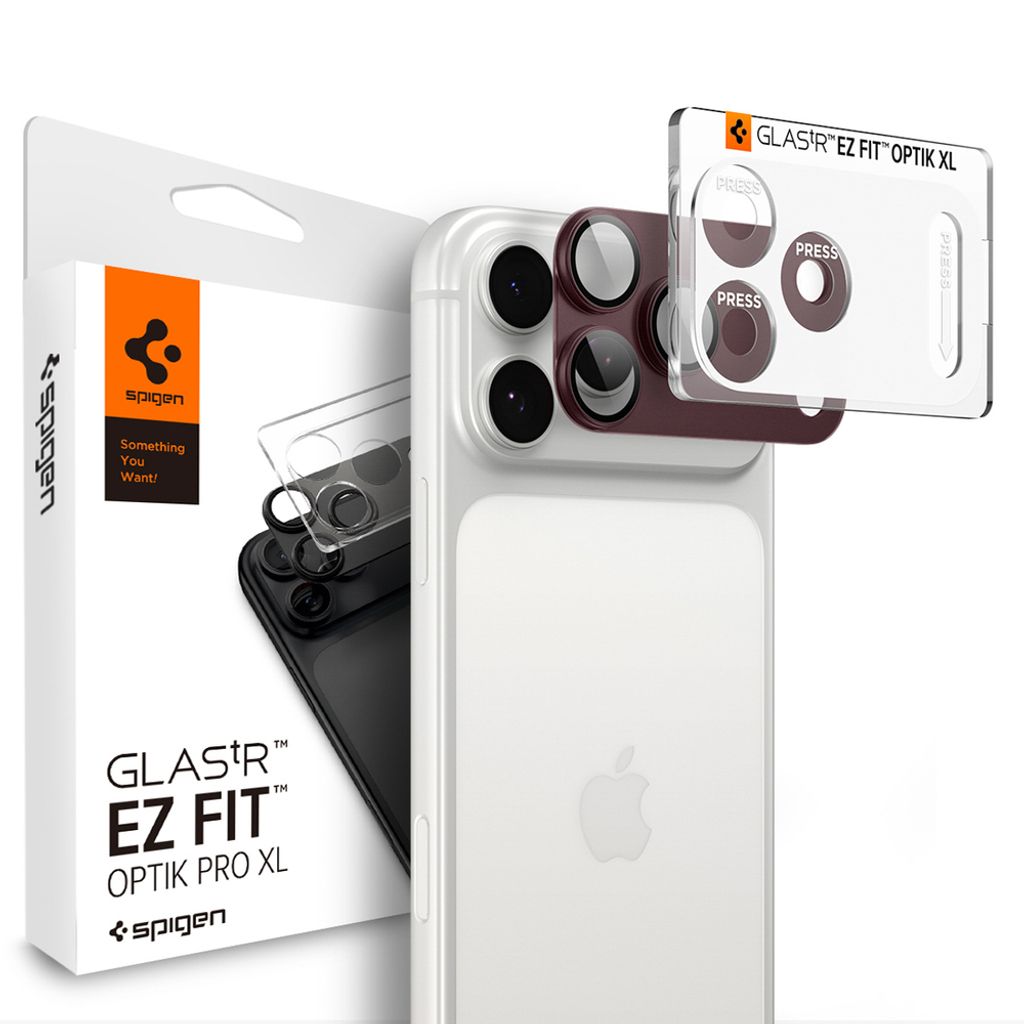 Spigen Optik Pro XL Glas.tR EZ Fit Linsskydd till iPhone 18 Pro - Dark Cherry
