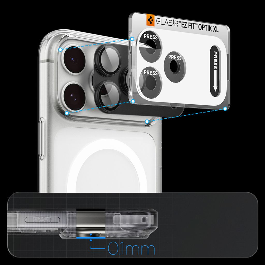 Spigen Optik Pro XL Glas.tR EZ Fit Linsskydd till iPhone 18 Pro - Grå