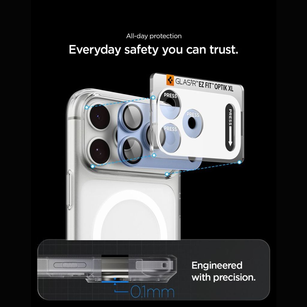 Spigen Optik Pro XL Glas.tR EZ Fit Linsskydd till iPhone 18 Pro - Ljusblå