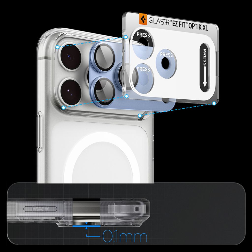 Spigen Optik Pro XL Glas.tR EZ Fit Linsskydd till iPhone 18 Pro - Ljusblå