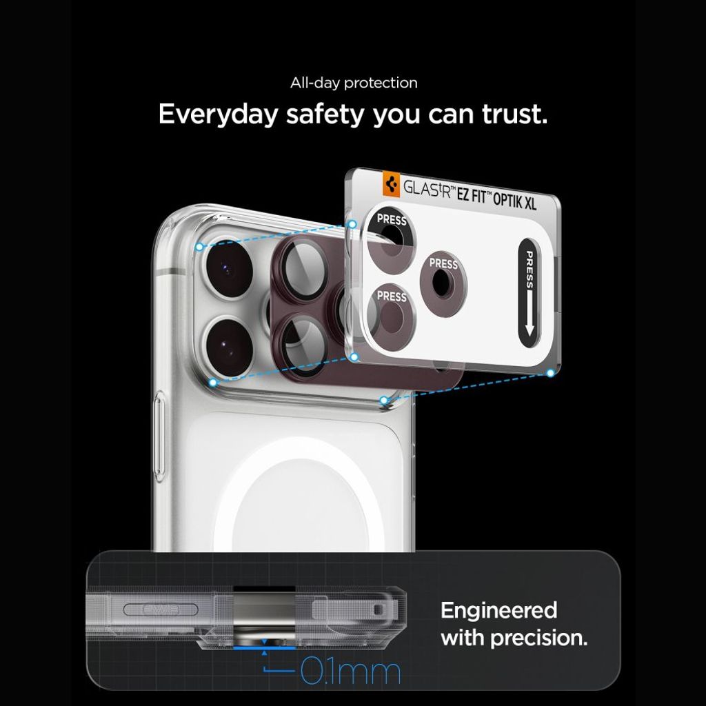 Spigen Optik Pro XL Glas.tR EZ Fit Linsskydd iPhone 18 Pro Max - Dark Cherry