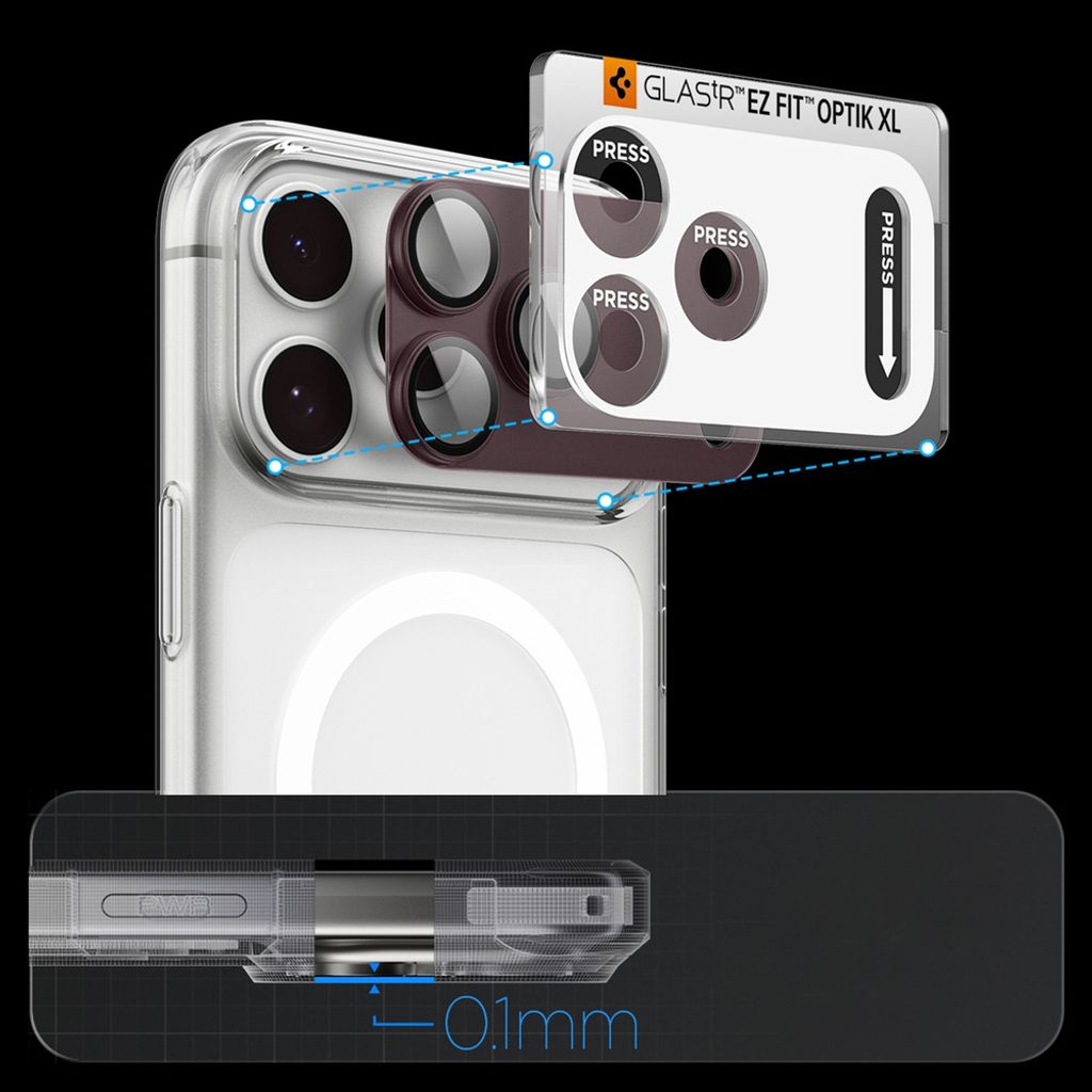 Spigen Optik Pro XL Glas.tR EZ Fit Linsskydd iPhone 18 Pro Max - Dark Cherry