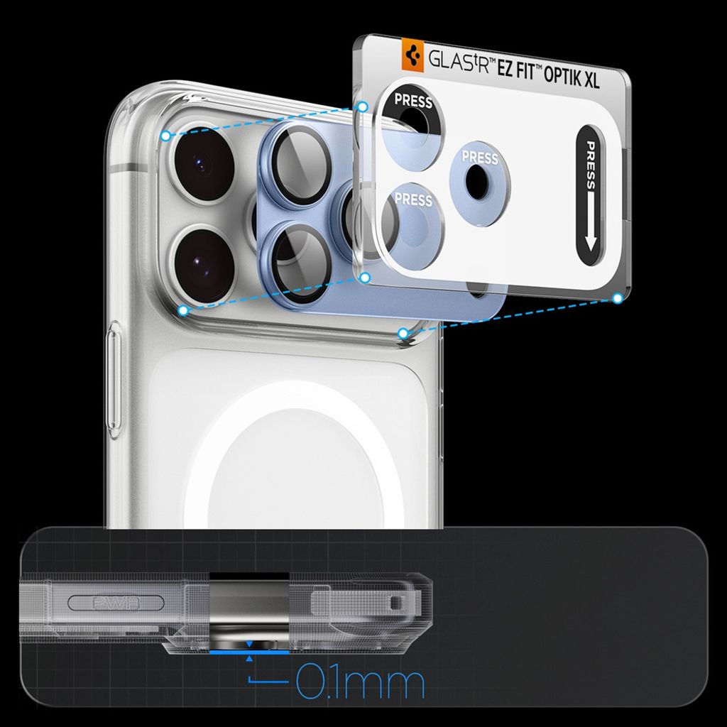 Spigen Optik Pro XL Glas.tR EZ Fit Linsskydd till iPhone 18 Pro Max - Ljusblå