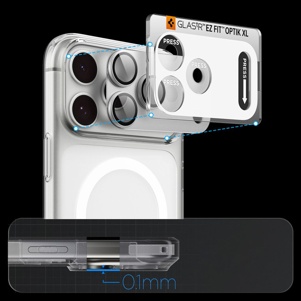 Spigen Optik Pro XL Glas.tR EZ Fit Linsskydd till iPhone 18 Pro - Silver