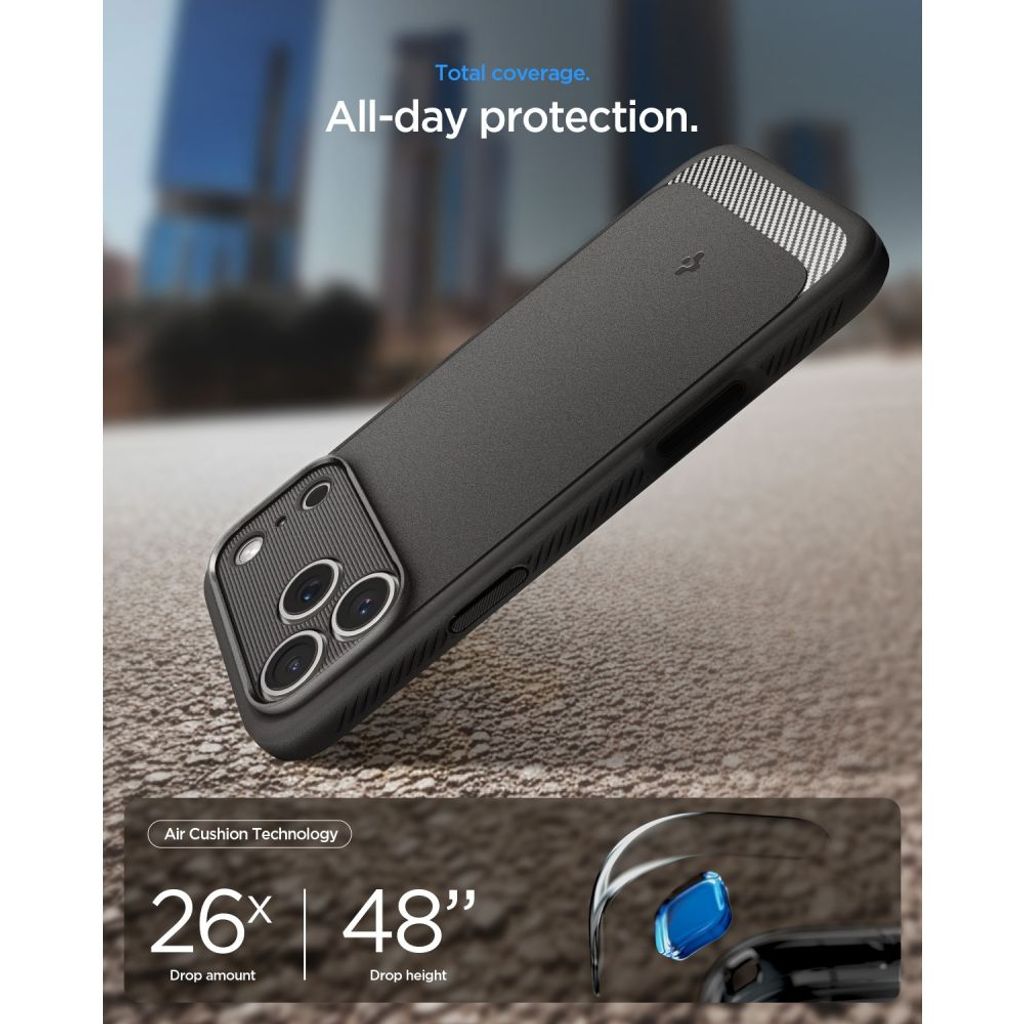Spigen Rugged Armor MagSafe -kuori till iPhone 18 Pro/17 Pro - Harmaa