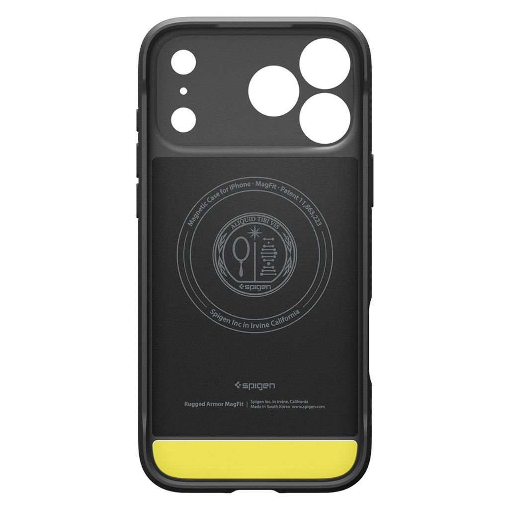 Spigen Rugged Armor MagSafe -kuori till iPhone 18 Pro/17 Pro - Musta