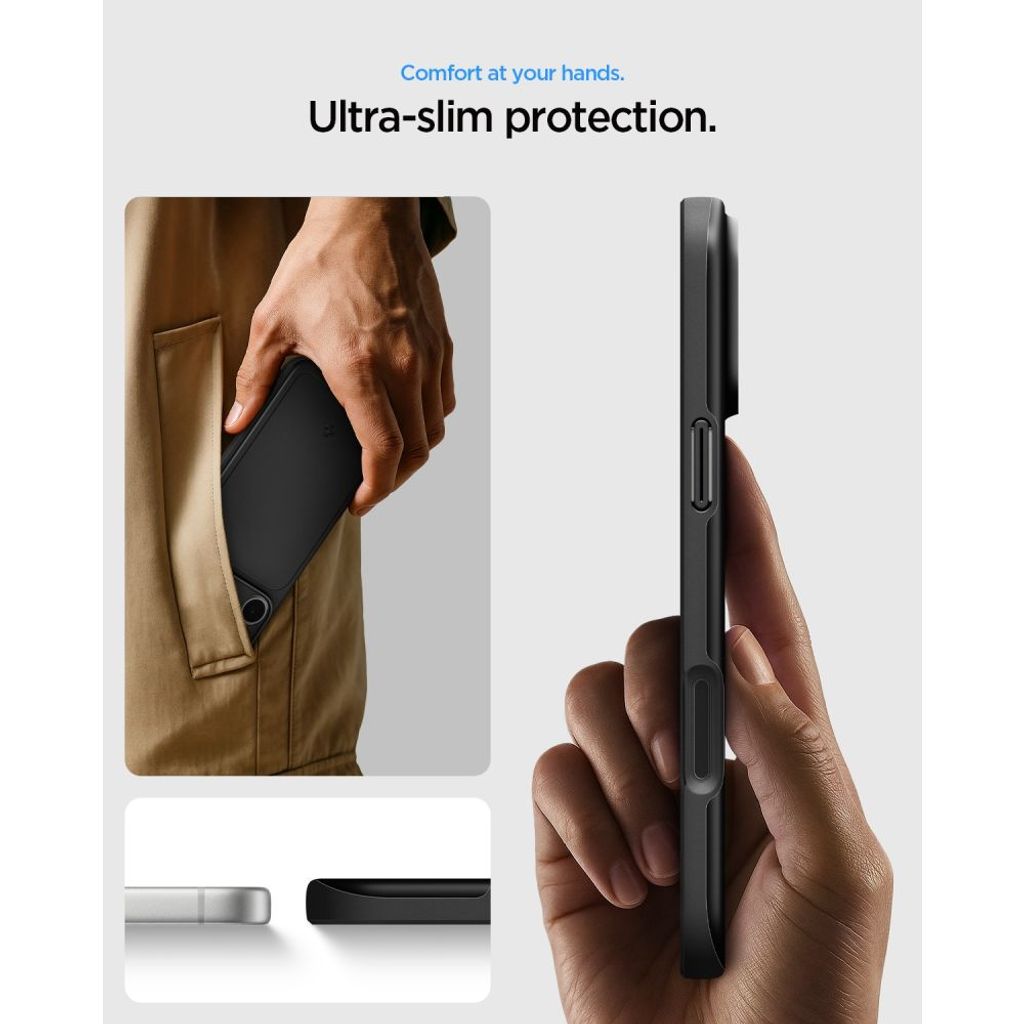 Spigen Thin Fit MagSafe -kuori till iPhone 18 Pro/17 Pro - Musta
