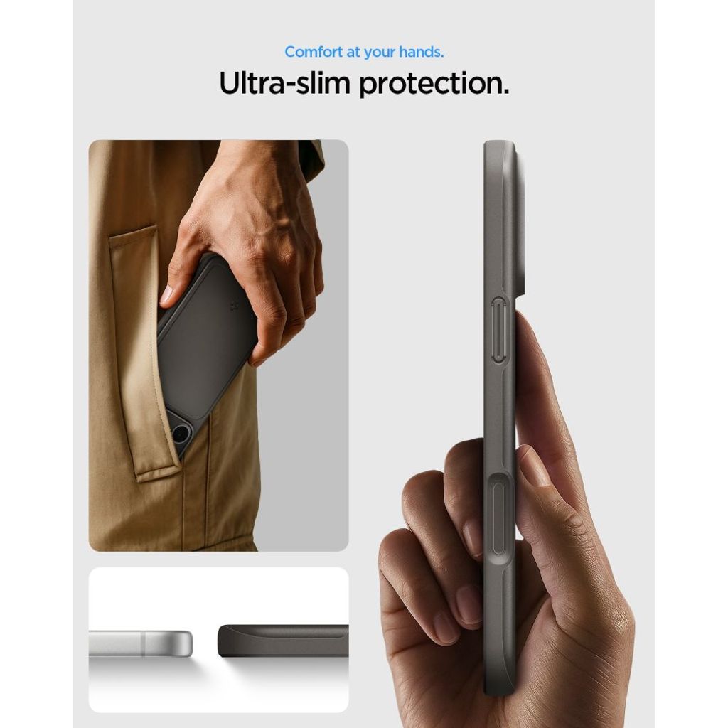 Spigen Thin Fit MagSafe -kuori till iPhone 18 Pro/17 Pro - Musta