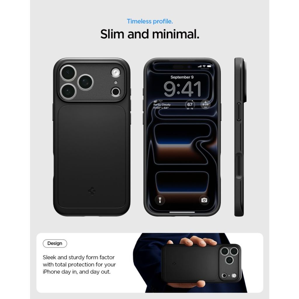 Spigen Thin Fit MagSafe -kuori till iPhone 18 Pro Max/17 Pro Max - Musta