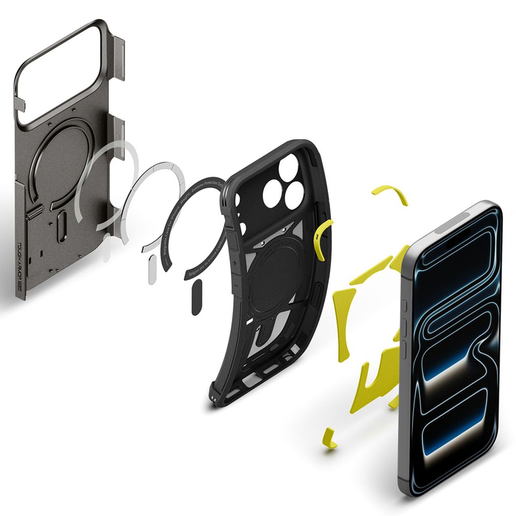 Spigen Tough Armor MagSafe -kuori till iPhone 18 Pro/17 Pro - Musta
