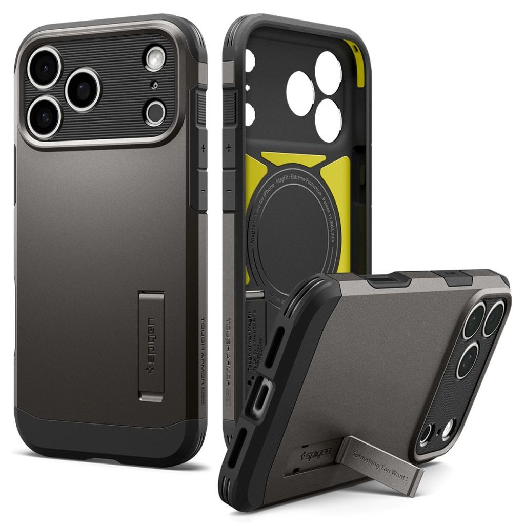 Spigen Tough Armor MagSafe -kuori till iPhone 18 Pro/17 Pro - Musta