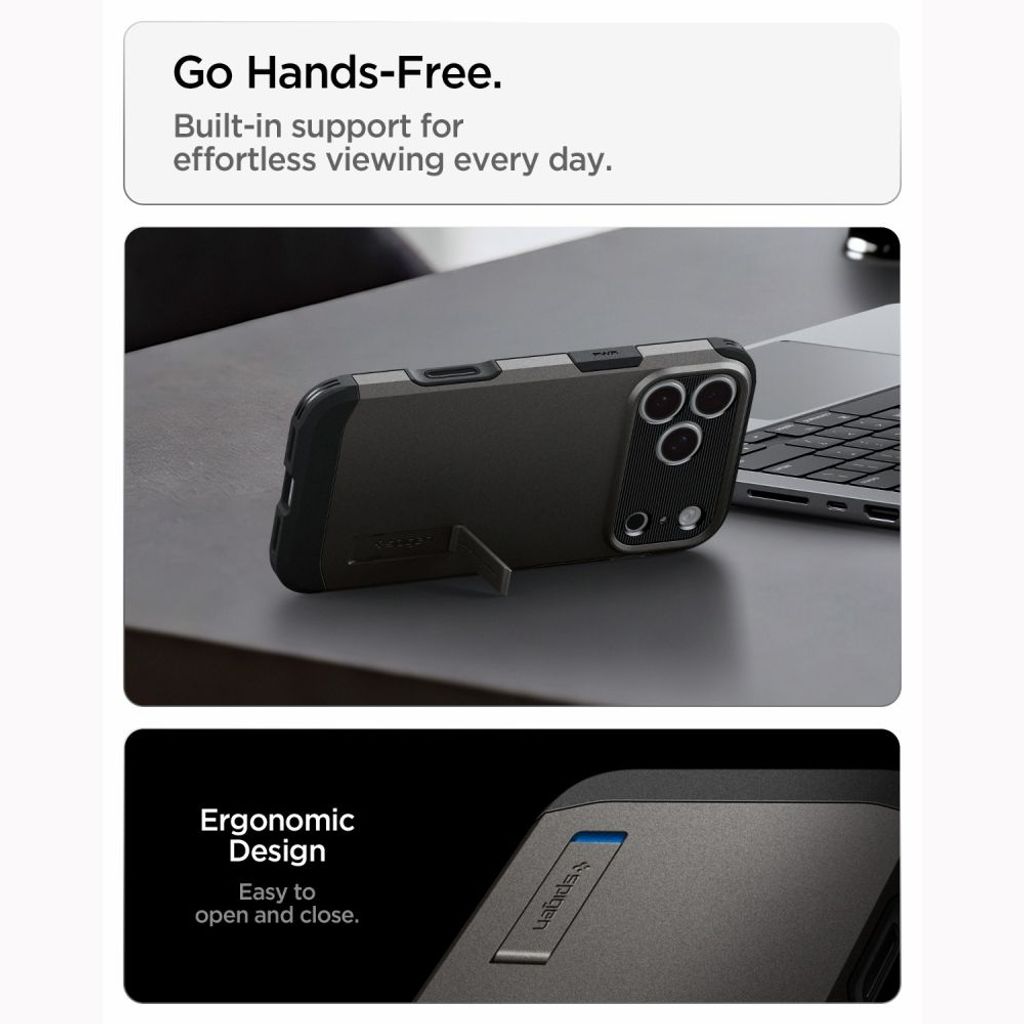 Spigen Tough Armor MagSafe -kuori till iPhone 18 Pro/17 Pro - Musta