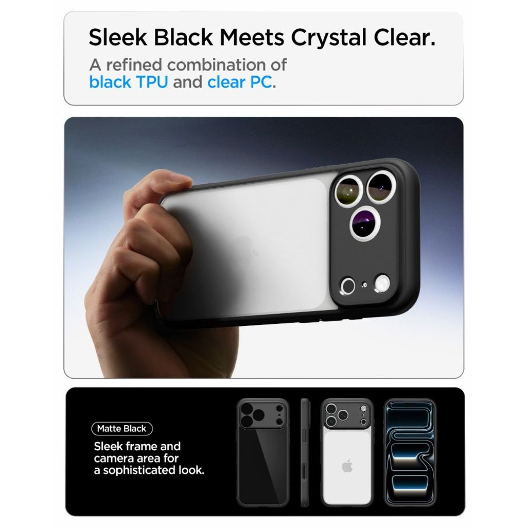 Spigen Ultra Hybrid -kuori till iPhone 18 Pro Max/17 Pro Max - Musta