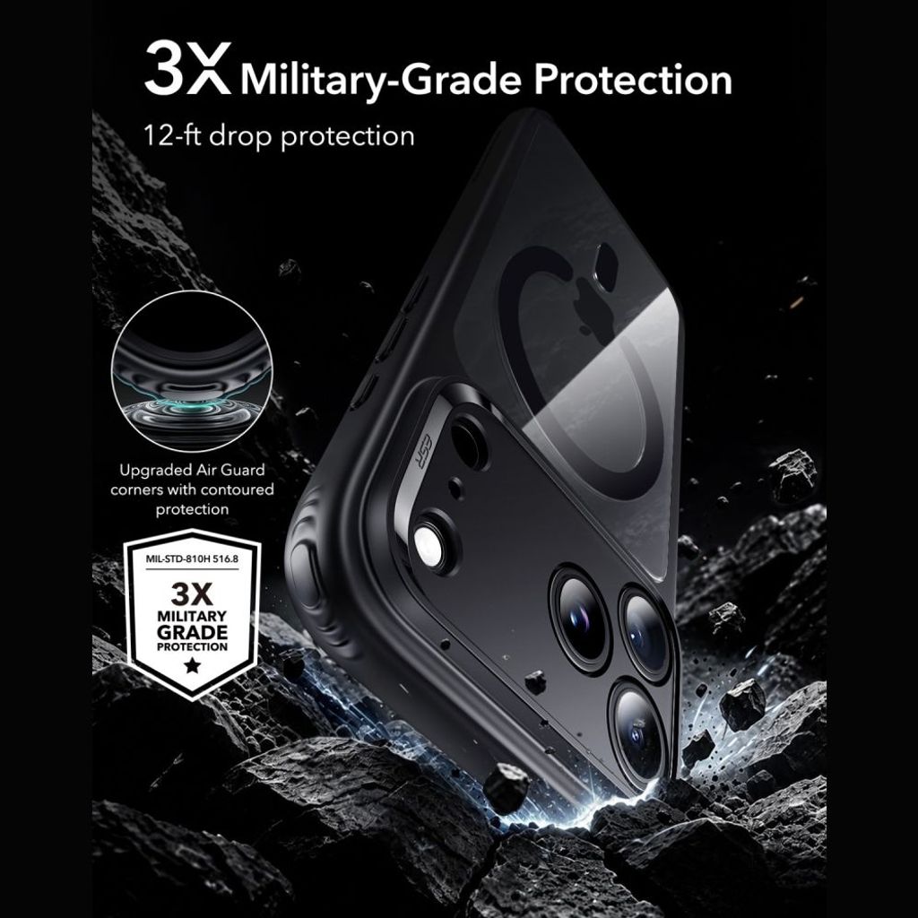 ESR Classic Hybrid MagSafe -kuori till iPhone 18 Pro/17 Pro - Musta