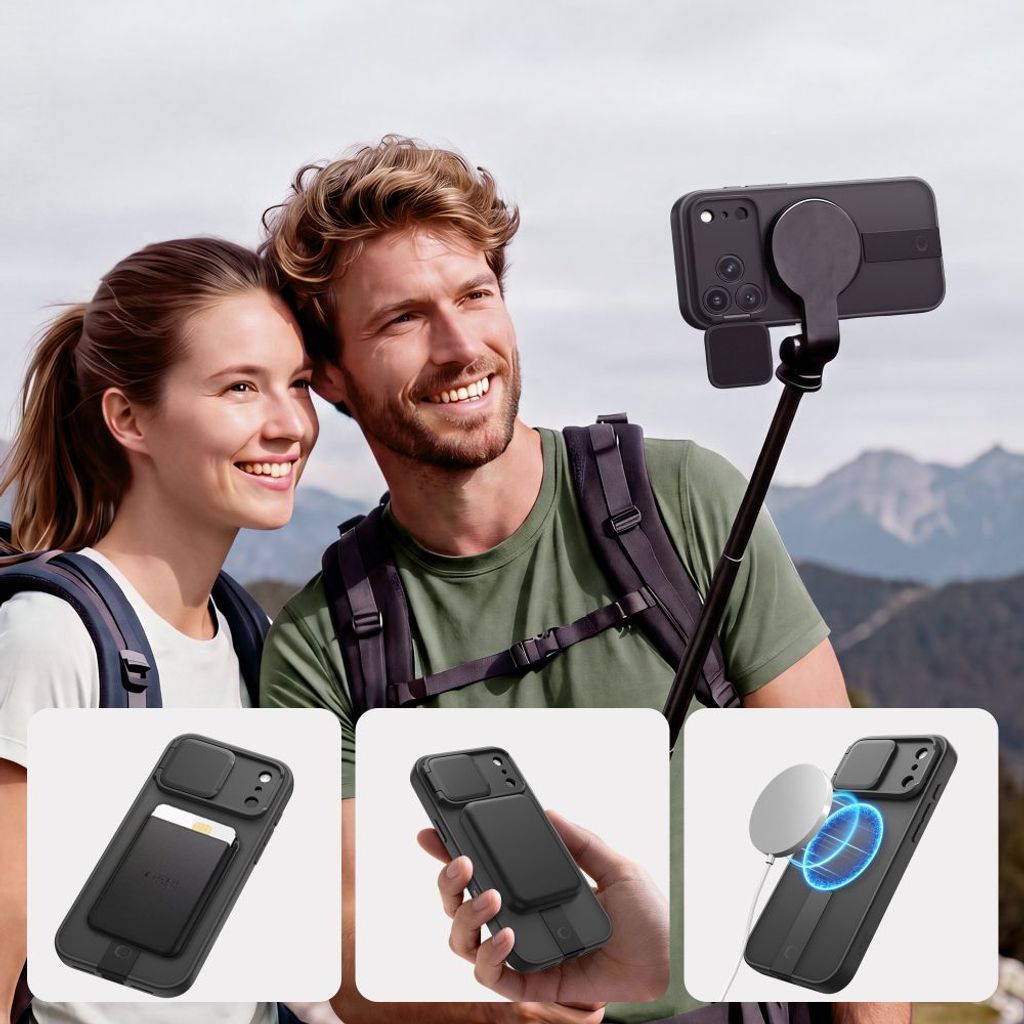 Tech-Protect Kevlar Aura MagSafe -kuori till iPhone 18 Pro/17 Pro - Musta