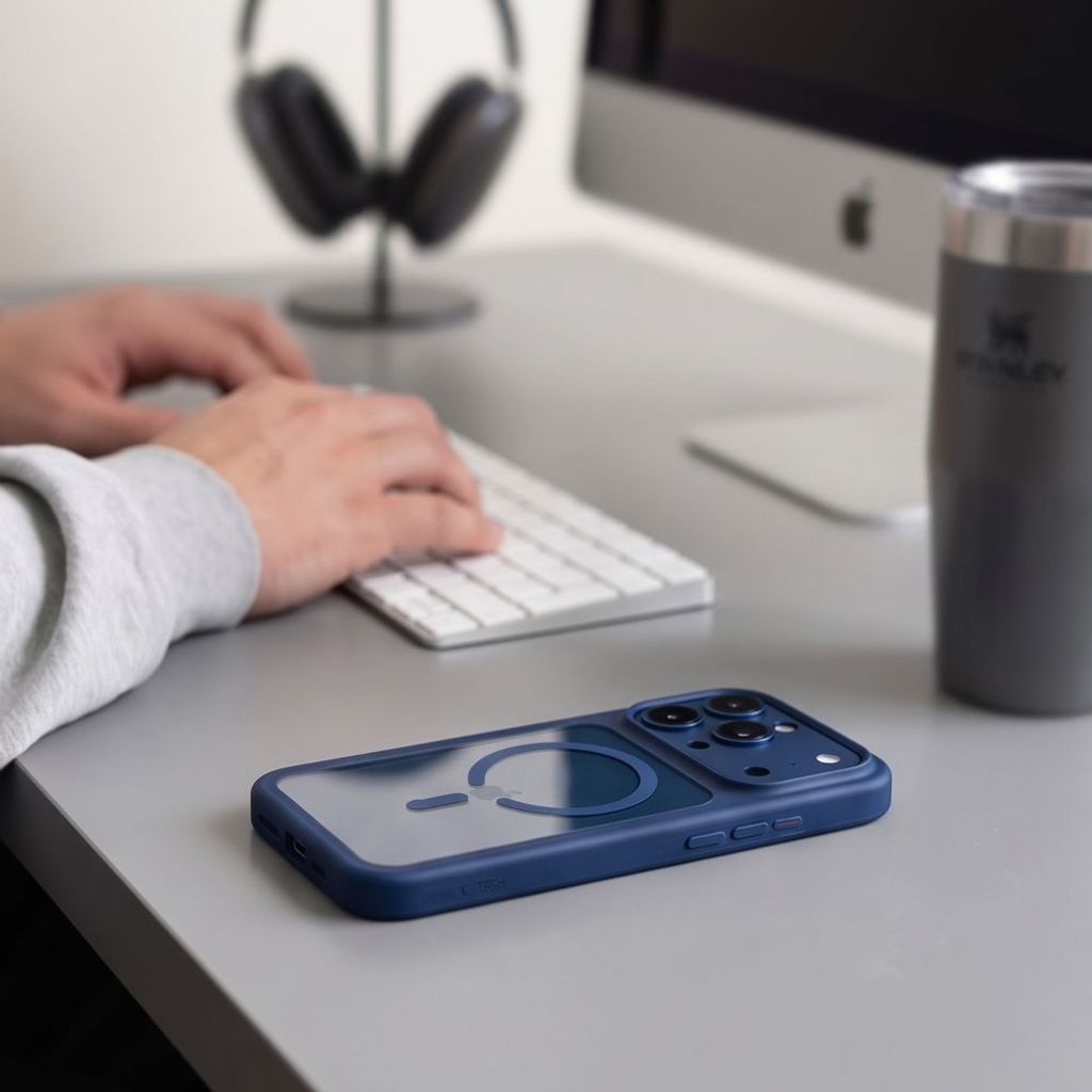 Tech-Protect MagOne CC MagSafe -kuori + 2x Näytönsuojalla iPhone 18 Pro Max/17 Pro Max - Sininen