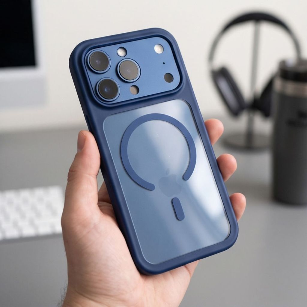 Tech-Protect MagOne CC MagSafe -kuori + 2x Näytönsuojalla iPhone 18 Pro Max/17 Pro Max - Sininen