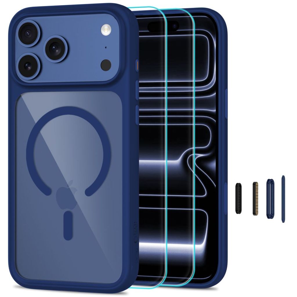 Tech-Protect MagOne CC MagSafe -kuori + 2x Näytönsuojalla iPhone 18 Pro Max/17 Pro Max - Sininen