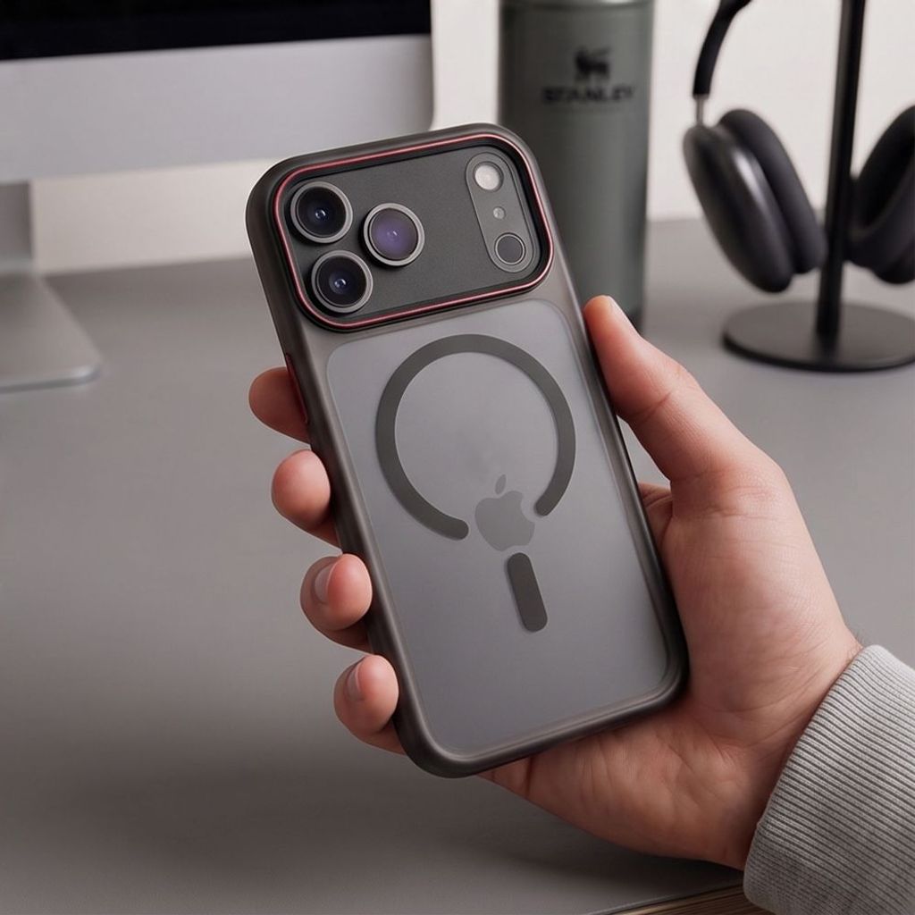 Tech-Protect MagCam MagSafe -kuori till iPhone 18 Pro/17 Pro - Musta/Punainen