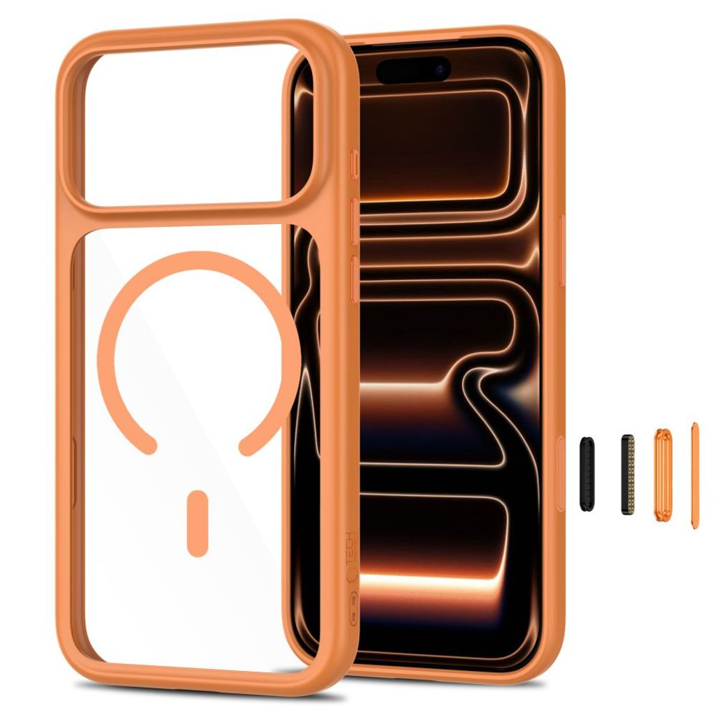 Tech-Protect MagOne CC MagSafe -kuori + 2x Näytönsuojalla iPhone 18 Pro/17 Pro - Oranssi