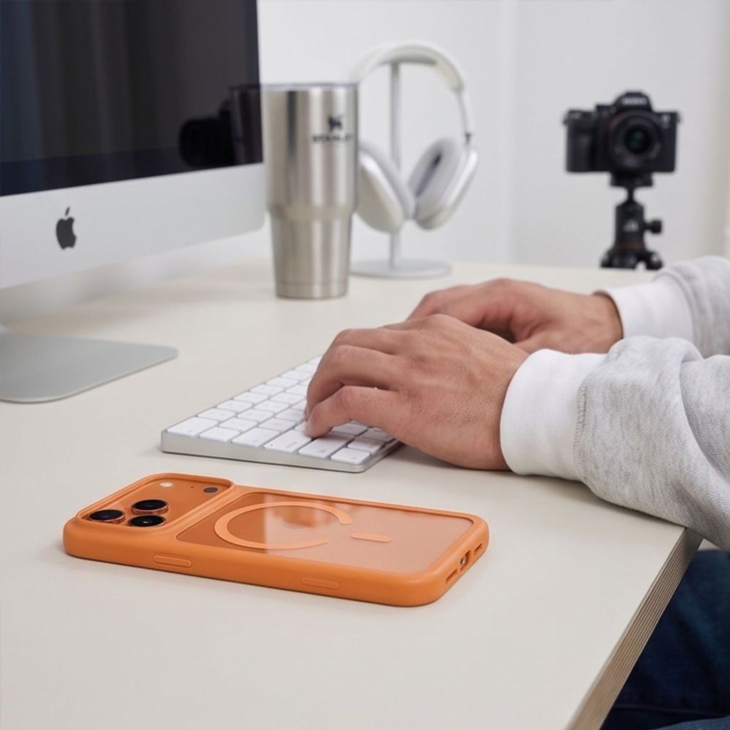 Tech-Protect MagOne CC MagSafe -kuori + 2x Näytönsuojalla iPhone 18 Pro/17 Pro - Oranssi