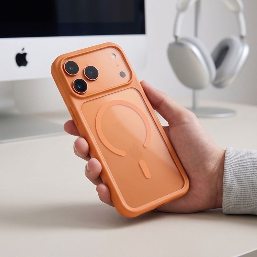 Tech-Protect MagOne CC MagSafe -kuori + 2x Näytönsuojalla iPhone 18 Pro/17 Pro - Oranssi