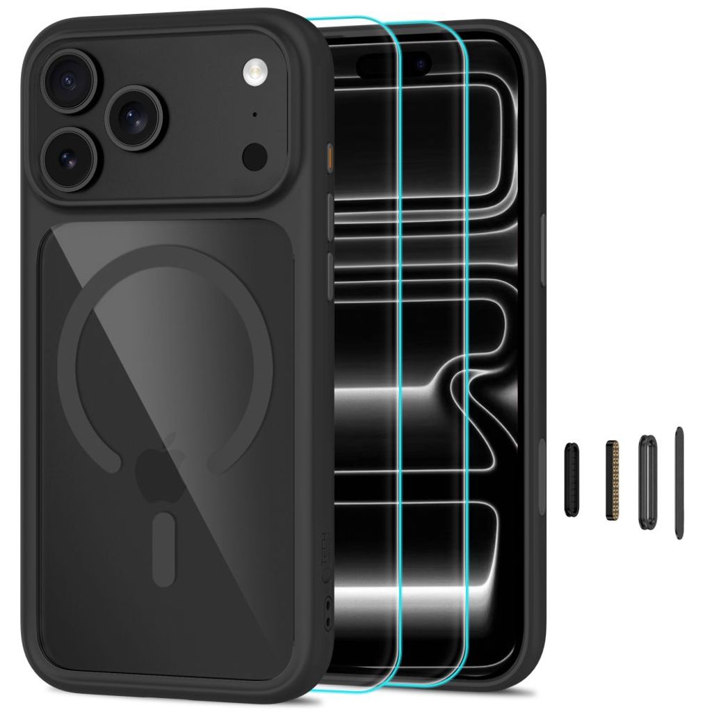 Tech-Protect MagOne CC MagSafe -kuori + 2x Näytönsuojalla iPhone 18 Pro Max/17 Pro Max - Musta
